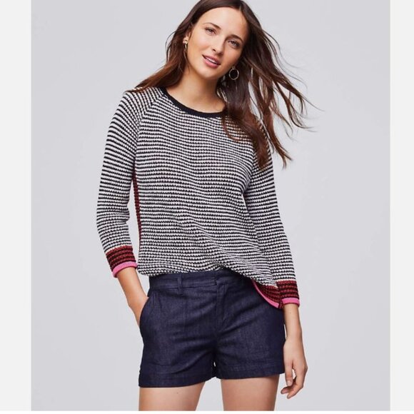 LOFT Dark Blue Trouser Jean Shorts | 6/28 - Picture 8 of 8